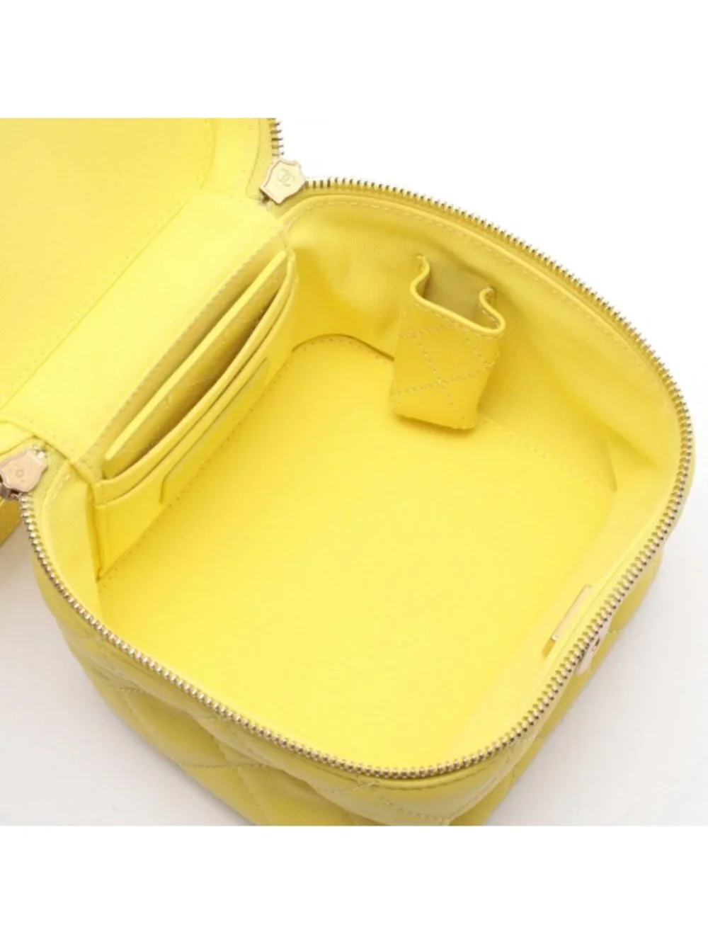 Chanel Shoulder Bag Quilted Yellow Leather Small Vanity 2-Way Chain
